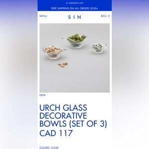 Virginia Sin - Urch Clear Glass Bowls